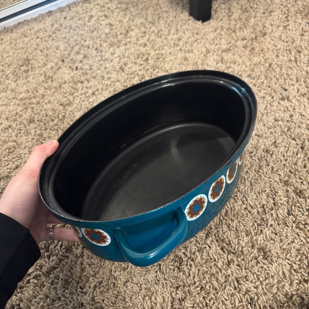 Vintage 70’s Teal Enamel Roasting Pan - Picture 10 of 15